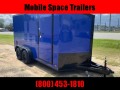  Covered Wagon Trailers 7x14 Blue Blackout ramp door Enclosed Cargo Trailer