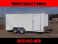  Trailer 7x16 6'6 White W Ramp Door Enclosed Cargo screwlessTrailer