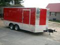 8.5 x 16 v nose red enclosed carhauler trailer finished