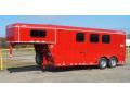 Red 3 horse trailer with drop windows, mats and more