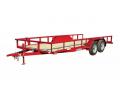 RED 18FT BUMPER PULL UTILITY TRAILER W/RAMP