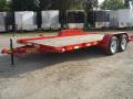 16ft RED OPEN CAR HAULER WITH WOOD DECKING