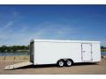 24FT WHITE ENCLOSED CAR HAULER WITH FLAT FRONT 