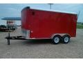 14FT RED CARGO TRAILER-TANDEM AXLE-FLAT FRONT