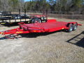 RED STEEL 20FT OPEN CAR HAULER WITH SPARE TIRE