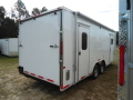 22FT ENCLOSED WHITE CAR HAULER WITH AWNING