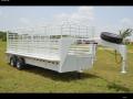 White 20ft Gooseneck Cattle Trailer w/7000lb Tandem Axles