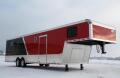 Red/Black 40ft Gooseneck Auto Trailer with Finished Interior and Cabinets