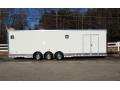 White 30ft Car Hauler with Cabinets