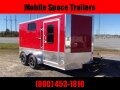  Covered Wagon Trailer 7x12 red Motorcycle PKG w Windows Enclosed Cargo Trailer