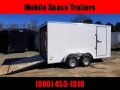  Covered Wagon Trailers 7X14 7k white Tandem Ramp Door Enclosed Cargo Trailer