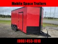  Covered Wagon Trailers 7X14 7k Red Blackout Tandem Ramp Door Enclosed Cargo Trailer