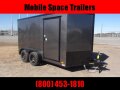  Covered Wagon Trailers 7X12 030 Char coal Blackout Tadem Axle SemiScrewless Enclosed Cargo Trailer