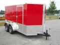 14ft  Tandem Axle RED With Double Door w/Wrap Around Diamond Plating