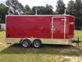14ft Red Contractor Trailer w/Barn Doors  and Ladder Racks                                       