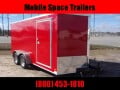 Covered Wagon Trailers 7X14 7k Red Tandem Ramp Door Enclosed Cargo Trailer
