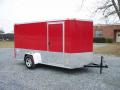 12FT V NOSE CARGO TRAILER-RED WITH WRAP AROUND DIAMOND PLATING