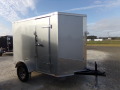 SILVER 8FT ENCLOSED CARGO TRAILER WITH V-NOSE 
