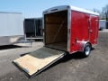 12ft Red Enclosed Cargo Trailer-White with Rear Ramp
