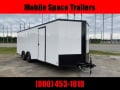 Covered Wagon Trailers 8 5x24 WHITE Spread axles ramp door Enclosed Cargo