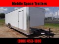  Covered Wagon Trailer 8.5x28 10k White Carhauler w/ ramp door Enclosed Cargo