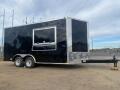 8.5x16 Black Enclosed cargo 3x6 glass and sceen 3 Bay Sink Concession Vending Concession Trailer