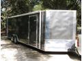 22ft Charcoal Gray v-nose car trailer - 20 foot awning