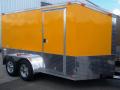 Yellow V-nose 12ft T.A. MOTORCYCLE TRAILER