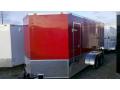 RED 14FT CONCESSION TRAILER W/BLACK AND WHITE CHECKERED FLOOR