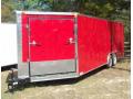 Red 24ft + V-nose racecar trailer atv Ramp in V