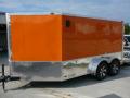 14ft Orange Motorcycle Trailer with Wrap Around Diamond Plating