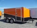 7x12 black ATP v-nose motorcycle trailer orange