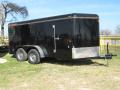 14FT BLACK V-NOSE WITH 2-3500LB AXLES WITH REAR RAMP DOOR