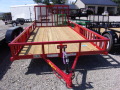 Red 14ft Utility Trailer Wood Deck Ramp