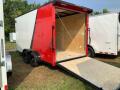 14ft Red and White V-nose Motorcycle Trailer