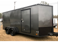 16ft Charcoal Blackout V-nose Cargo Trailer with Rear Ramp Door