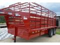 Red GN 20ft Cattle Trailer w/ Bar Top and NO Tarp