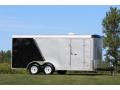 16FT TWO TONE SILVER AND BLACK CARGO TRAILER W/ RAMP