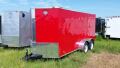14ft Red Flat Front Cargo Trailer Ramp