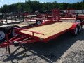 Red Steel Frame 16ft Car Hauler Wood Deck