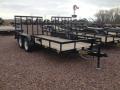 16ft flatbed trailer with spare mount and ramp gate  