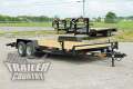 7' x 18' (16' + 2') Heavy Duty Bumper Pull Flatbed Wood Deck Equipment / Car Hauler Trailer.