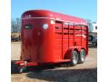 14ft Red Bumper Pull Tandem Axle Stock Trailer
