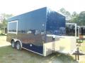 BLUE 16ft CONCESSION TRAILER W/BLACK AND WHITE CHECKERED FLOOR