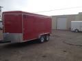 14ft Red V-Nose enclosed trailer with ramp gate