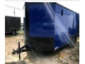 12ft Single Axle Blue Blackout V-Nose w/Rear Ramp Door