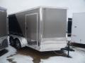 BLACK AND SILVER V-NOSE 12FT MOTORCYCLE TRAILER
