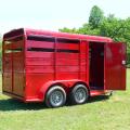 Red 2 Horse Steel Trailer with Rounded Front w/Window
