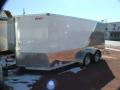 14FT MOTORCYCLE TRAILER WHITE/SILVER WITH ROUNDED V NOSE
