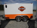 14ft Motorcycle Trailer-Orange and White with Emblems